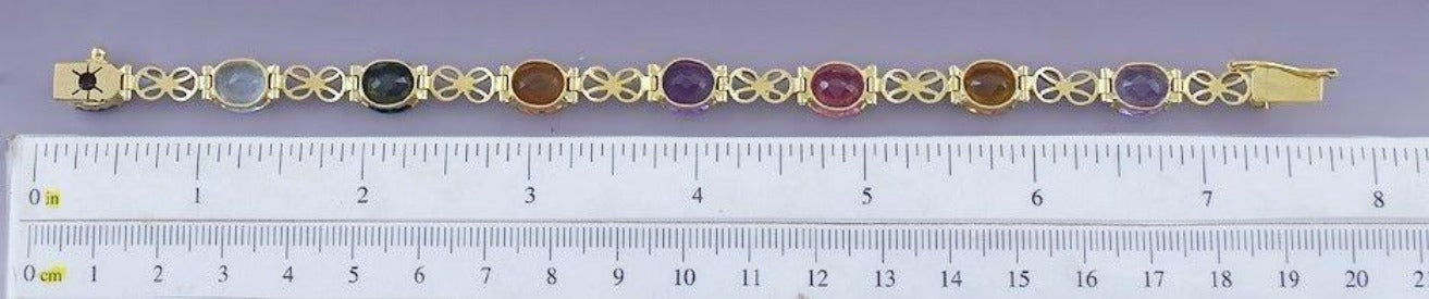 Colorful 18k Gold & Multi Color Gemstone Bracelet