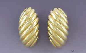 Stunning Italian 18k Yellow Gold Huggie Stud Earrings