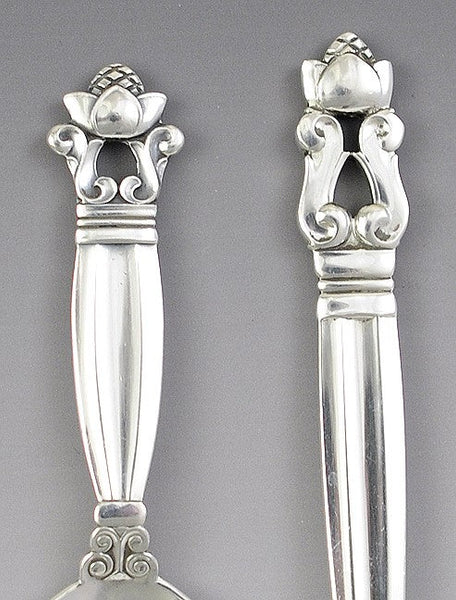 Fine Georg Jensen Acorn Sterling Silver Pastry Fork and Youth Spoon