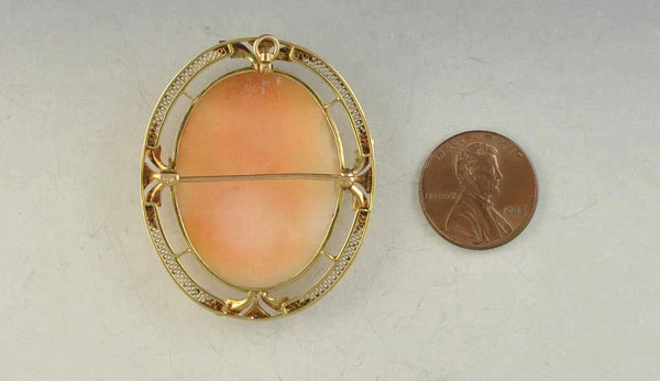 Antique 10K Gold Filigree Carved Cameo Pin/Brooch Pendant Goddess Diana