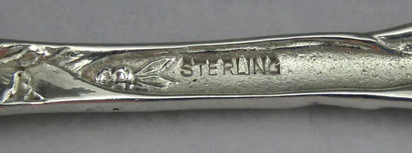 Art Nouveau Sterling Silver Reproduction Cast Six Fleur Serving Fork