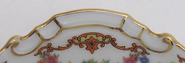Czech Epiag Floral Double Spout Gravy Boat w Underplate & Oval Serving Dish 9561