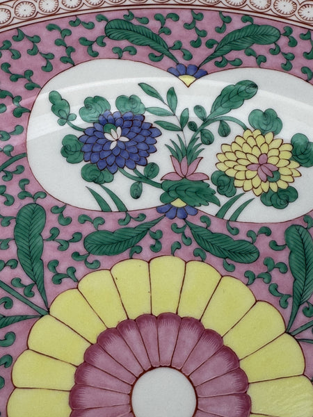Fine Herend Handpainted Emaille Rose ERS 11" Charger Plate Pink Floral 2527