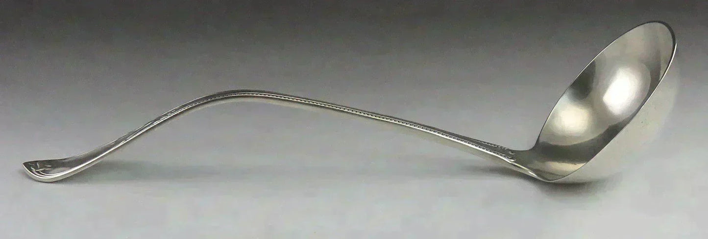 Antique 19th Century American Coin Silver Florentine Pattern Soup/Punch Ladle