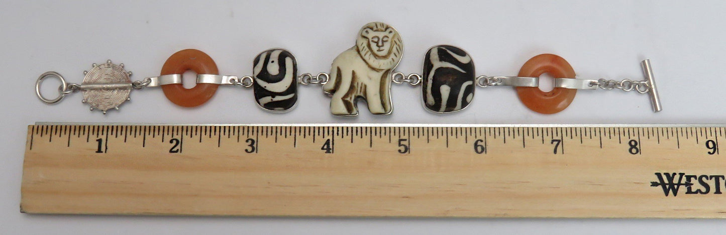 1950's-1970's Tibetan Sterling Silver Lion Bracelet