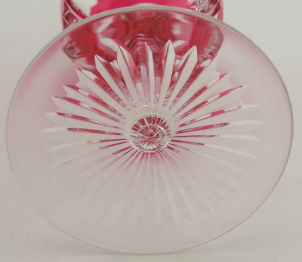 11 Antique c1870 Superb Quality Wheel Cut Ruby Red Wine Glasses