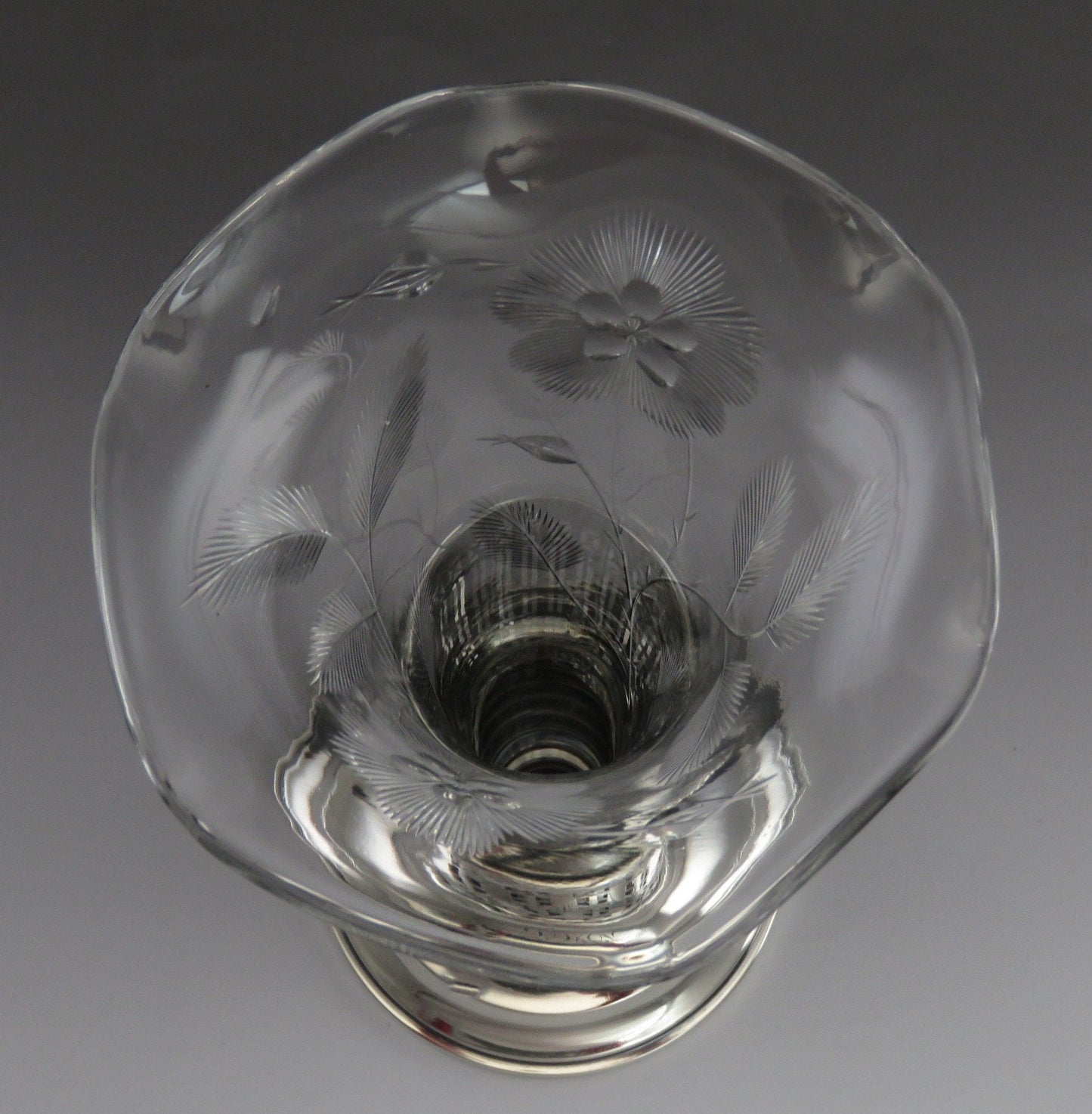 Antique c1900 Mauser Sterling Silver & American Brilliant Cut Glass Vase