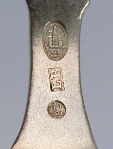 1901 Antique Danish 826 Silver Dragon Handle “Bibs” Serving Spoon