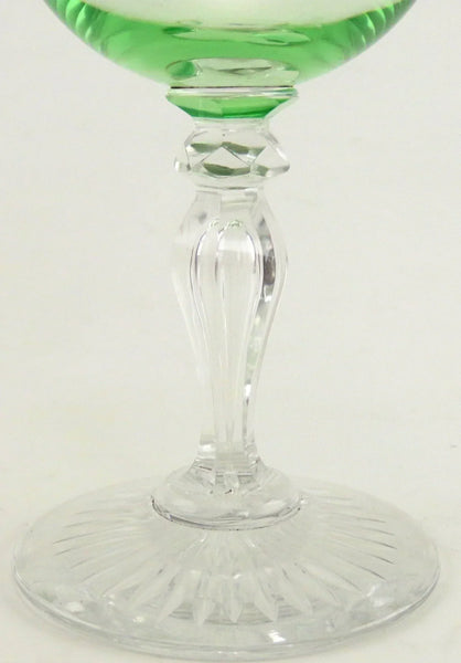 5 Antique Great Quality Hand Blown Green Wine Glasses