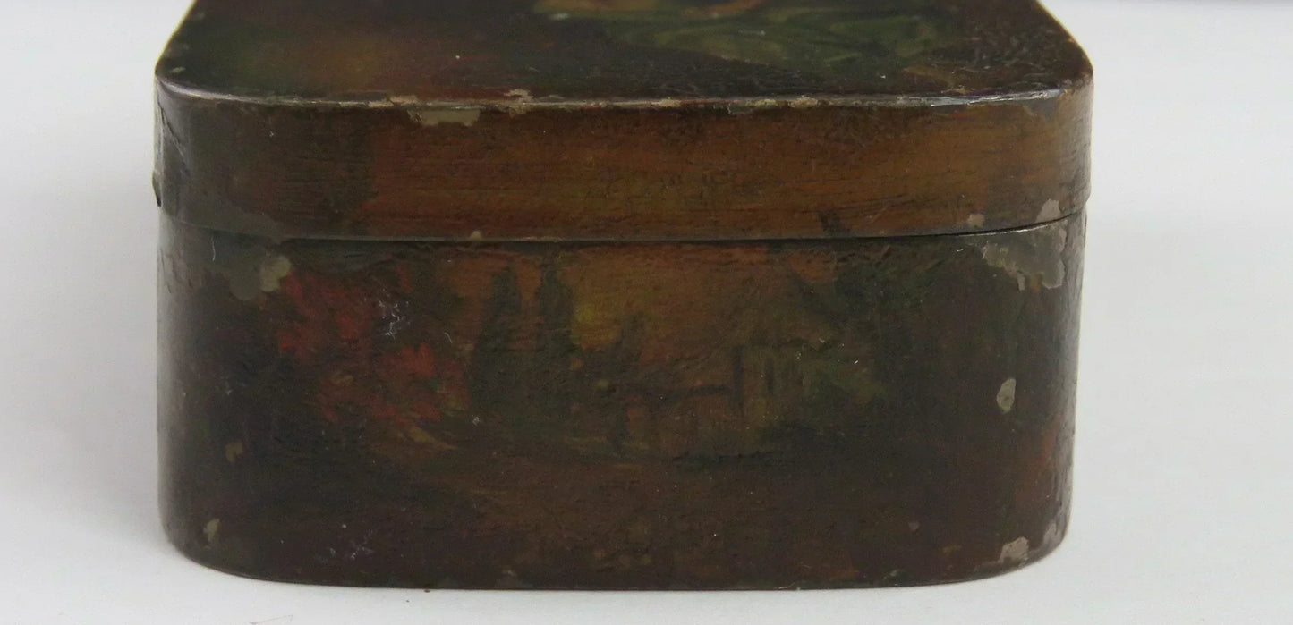 Fab mid 1800s Hand Painted European Snuffbox Picnic Scene