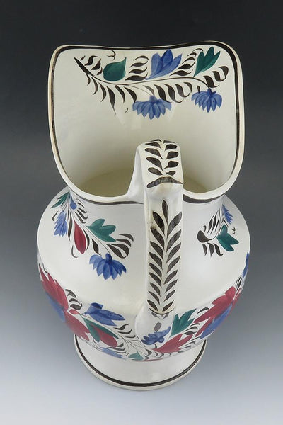 Antique UK c1830's Handpainted Pottery Porcelain Provincial Ewer Pitcher 1800's