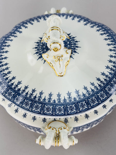 Fancy Royal Worcester Covered Serving Bowl With Ram's Heads 1890