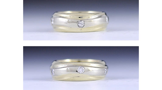 Fine 14K White & Yellow Two Tone Gold ~.60CT Diamond Ring Size 7