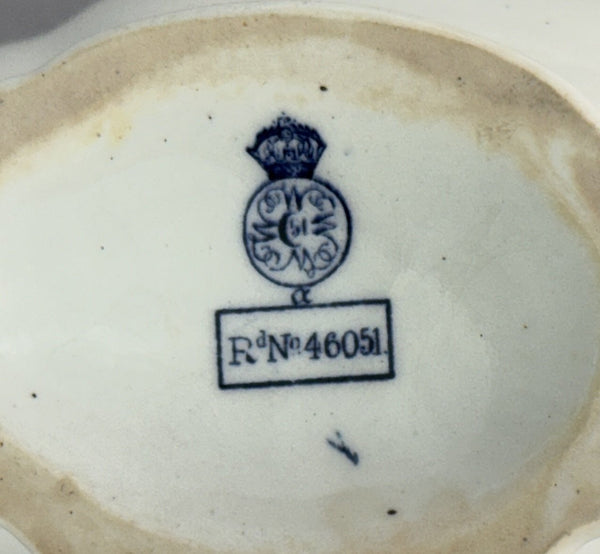 Antique Royal Worcester Gravy Boat and Under Plate w Ram's Heads 1890