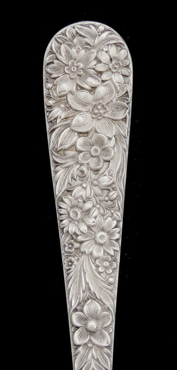 Gorgeous S. Kirk Son Repousse Sterling Silver Serving Fork No Mono 8 1/2"