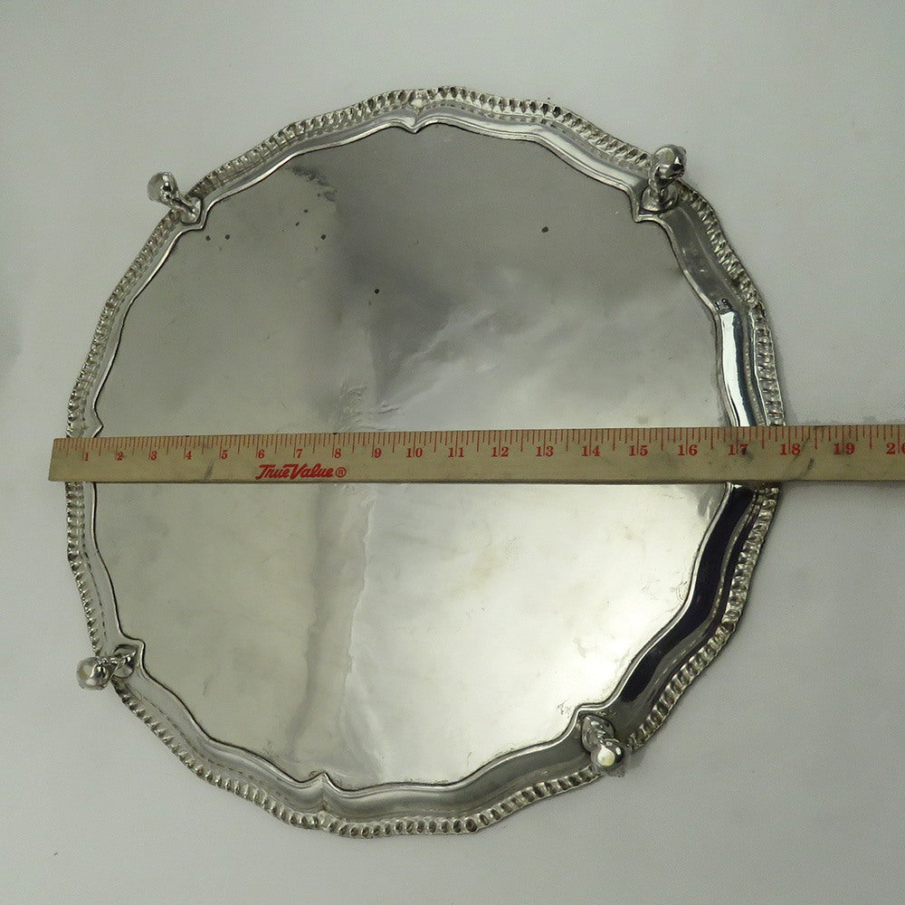 Impressive c1760s Old Sheffield Fused Plate Round Claw Foot Tray Large Size