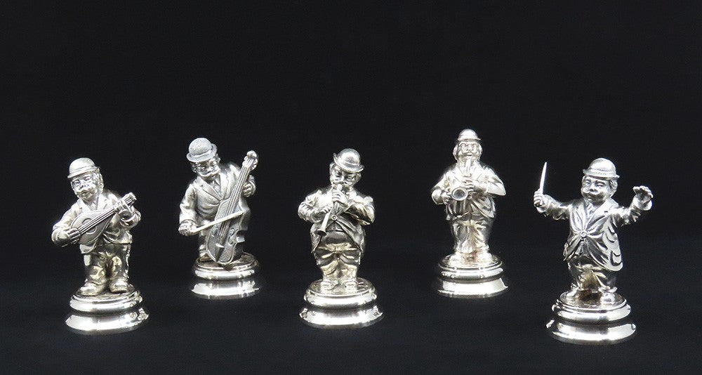 Charming VTG Spanish Silver 5pc Band Musician Figurines