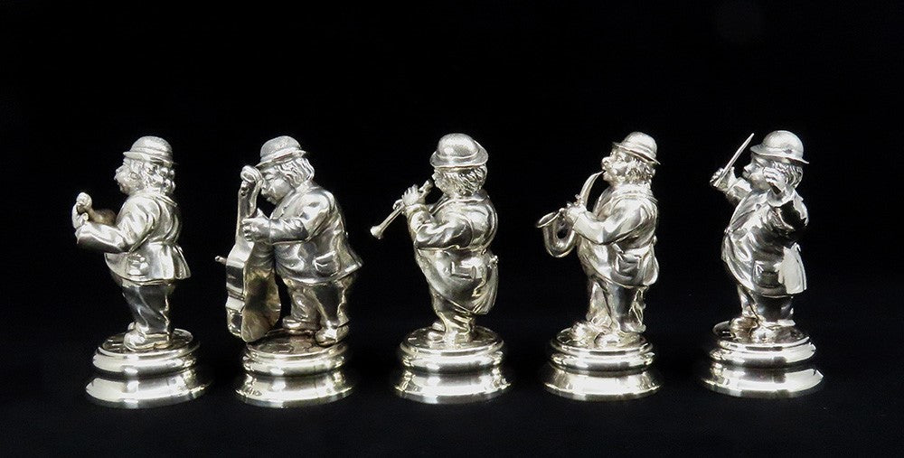 Charming VTG Spanish Silver 5pc Band Musician Figurines