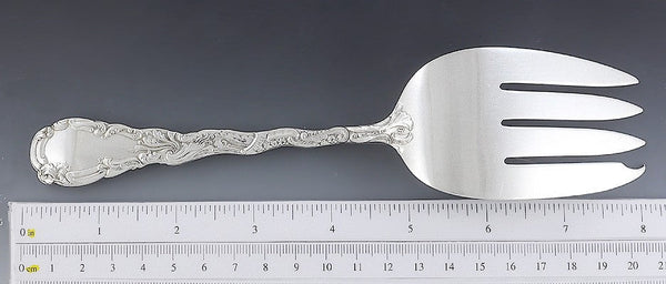 Antique Sterling Silver Durgin Louis XV 1891 Serving Fork 8"