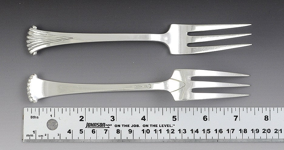 5 Tuttle Onslow Pattern Sterling Silver Forks - 7 3/8 inch, marked HT 1949-1953