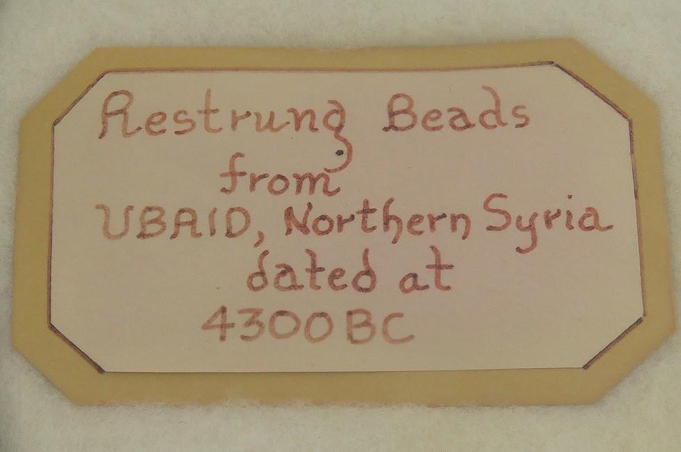 Rare Antiquities 4300 BC Mesopotamian Ubaid Stone Bead Necklace in Display Case