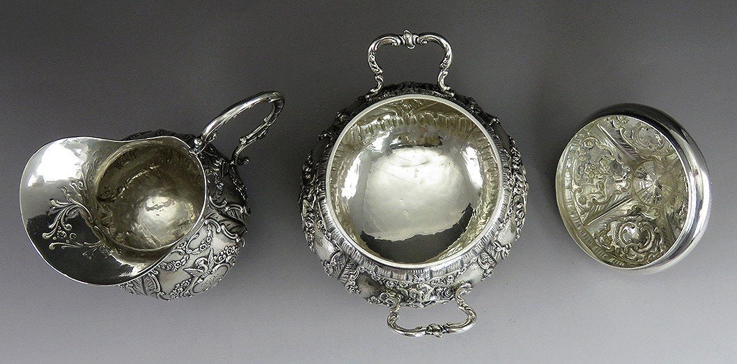 Vintage 1943 Finnish Silver Victorian Style Creamer & Covered Sugar Bowl
