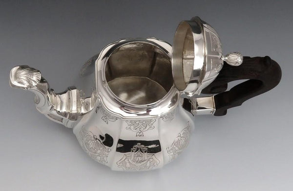 c1900 Antique European Sterling Silver Hand Engraved Teapot