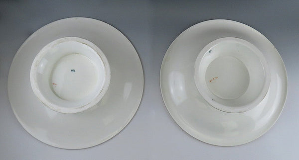 Pair Antique c1870s Copeland England Cake Stands Compotes Butterfly Wild Grasses