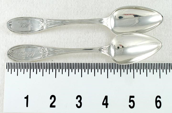 5 Antique American Coin Silver WW Hannah Teaspoons