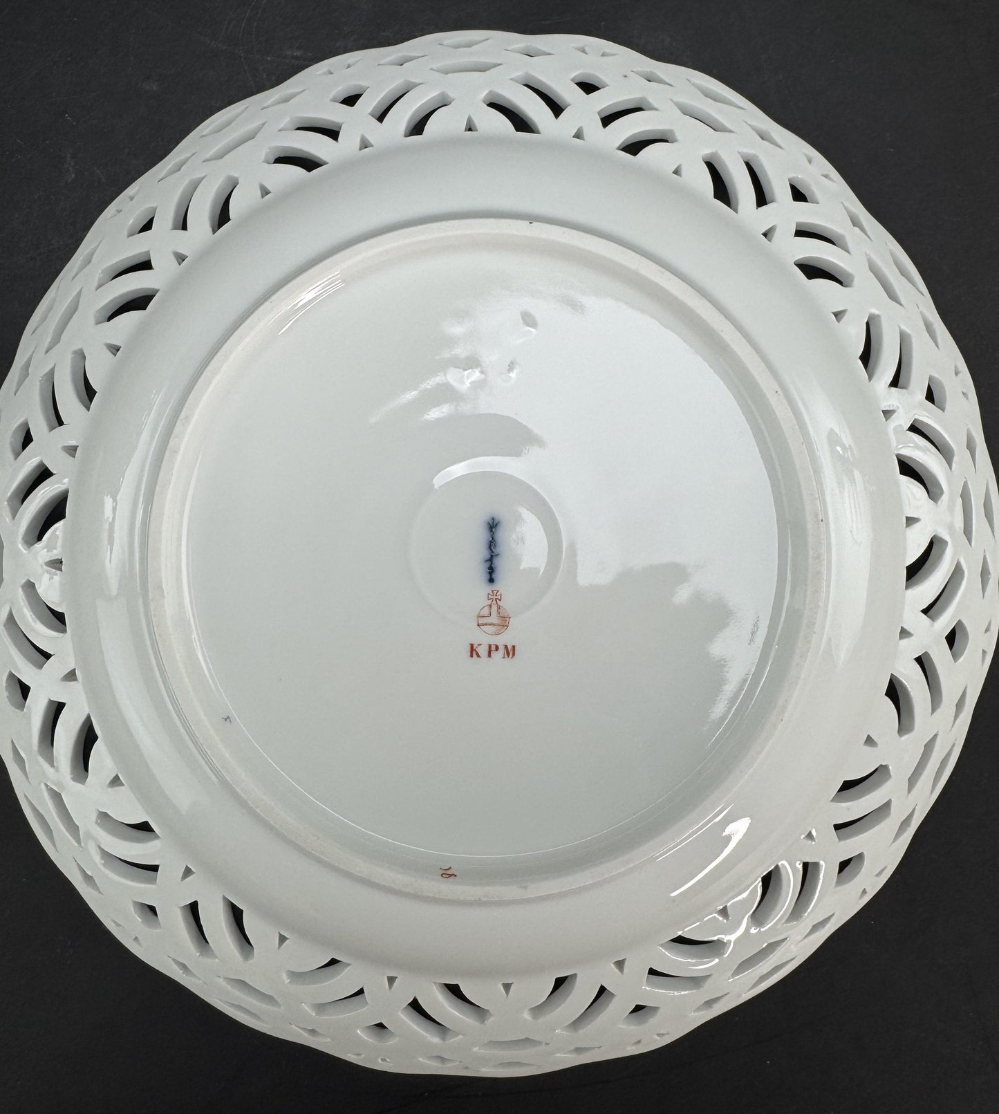 Set 9 c1890s KPM Reticulated Pierced 9" Hand Painted Plates Flowers Butterflies