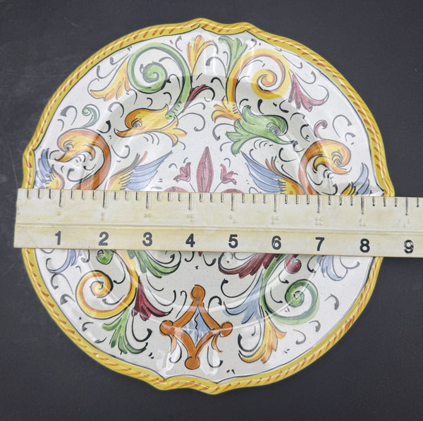 Colorful Set 8 Deruta Italy Majolica Raffaellesco Yellow Bird Dragon Plates