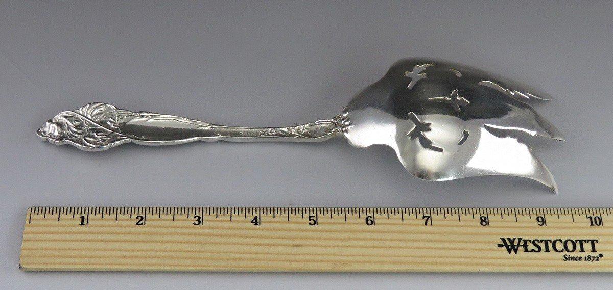 Art Nouveau Sterling Silver Reproduction Cast Six Fleur Serving Fork