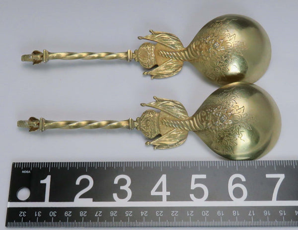 2 Mid-Late 1800's Hanau Germany 800-900 Silver Serving Spoons