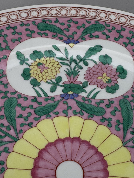 Fine Herend Handpainted Emaille Rose ERS 11" Charger Plate Pink Floral 2527