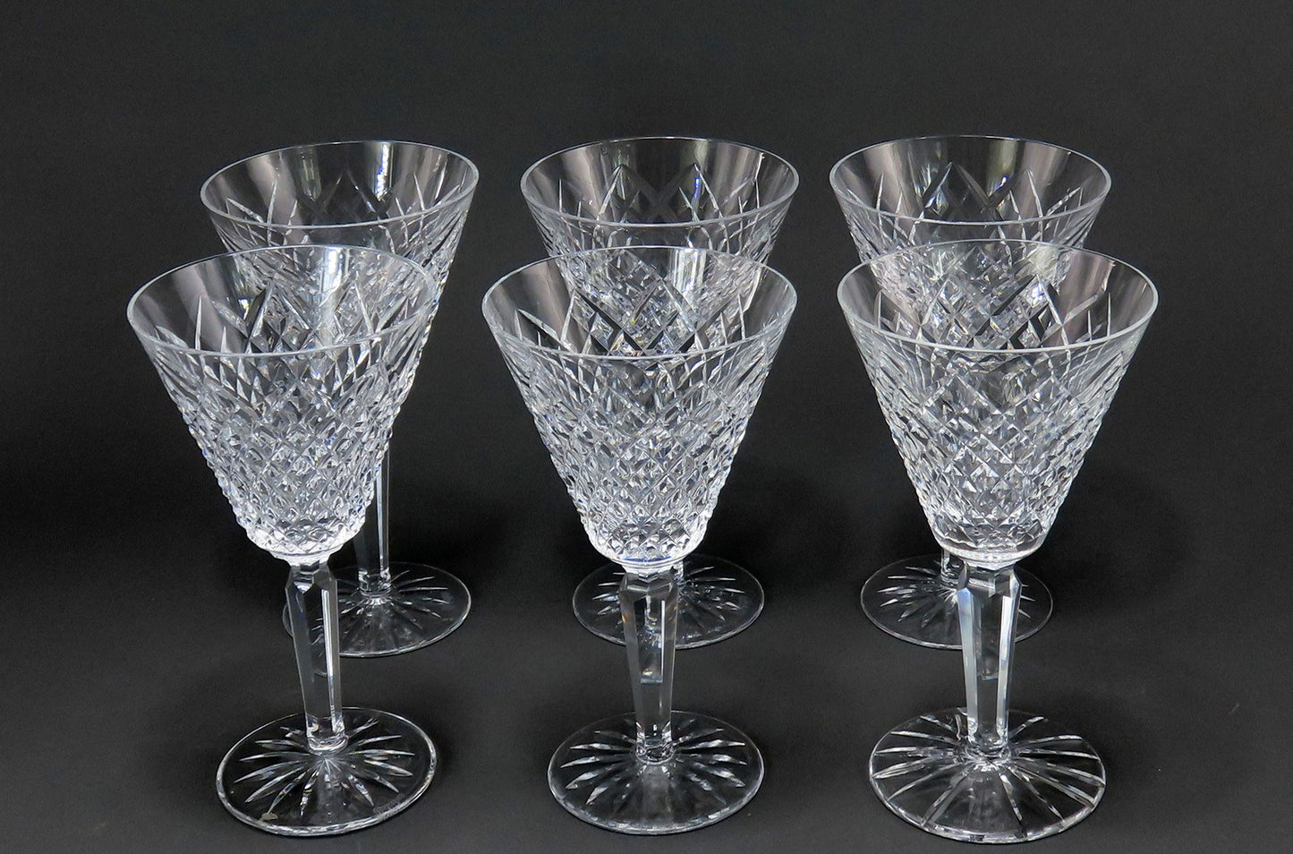 Stunning Set 6 Waterford Glasses Templemore Pattern Table Water Goblet 7in