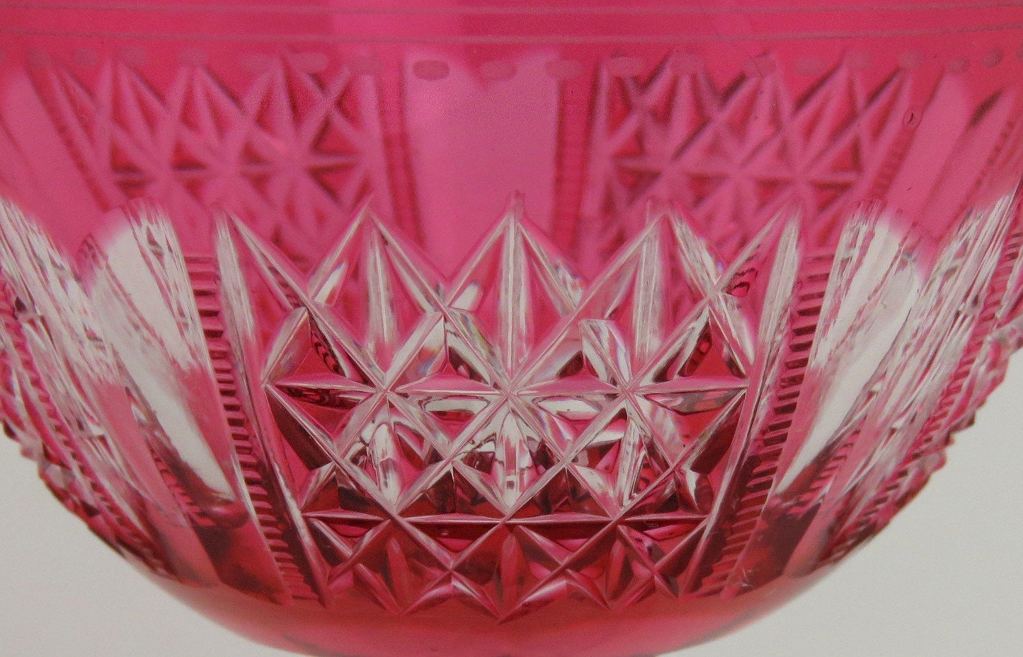 11 Antique c1870 Superb Quality Wheel Cut Ruby Red Wine Glasses