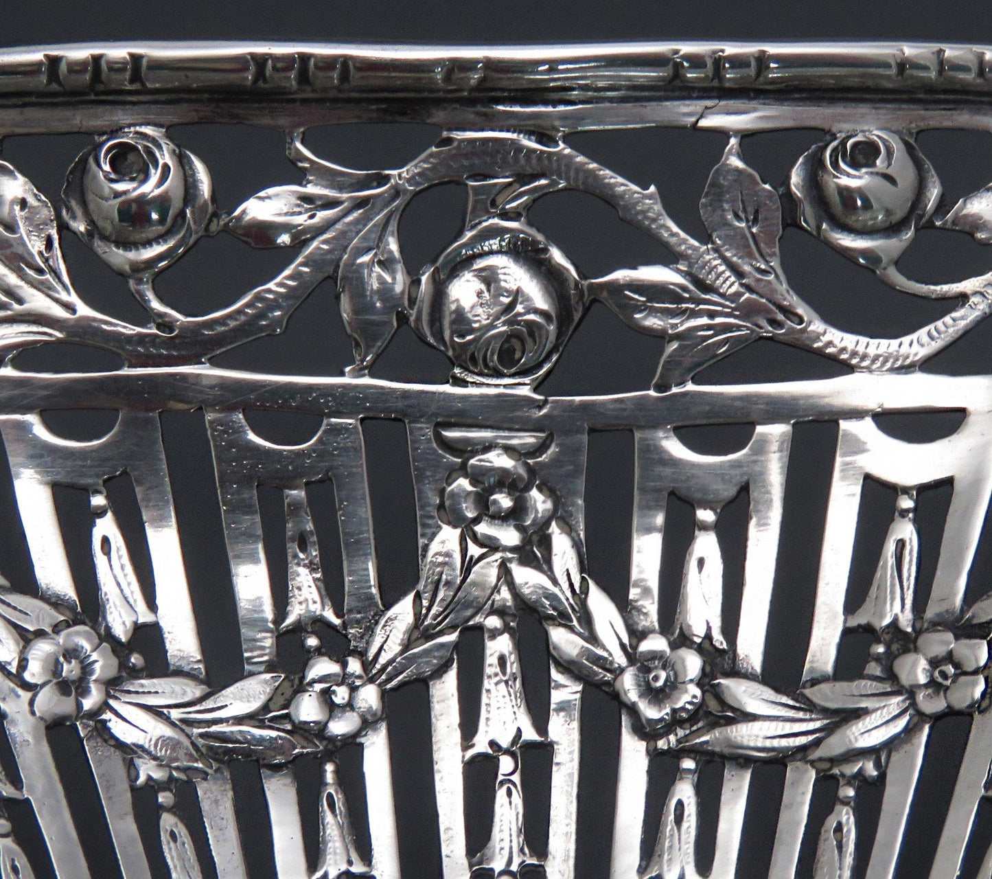 Late 1800's- Early 1900's German Continental Sterling Silver Swing Handle Basket