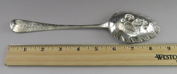 Antique 1830 English Sterling Silver Classical Fruit Serving Spoon