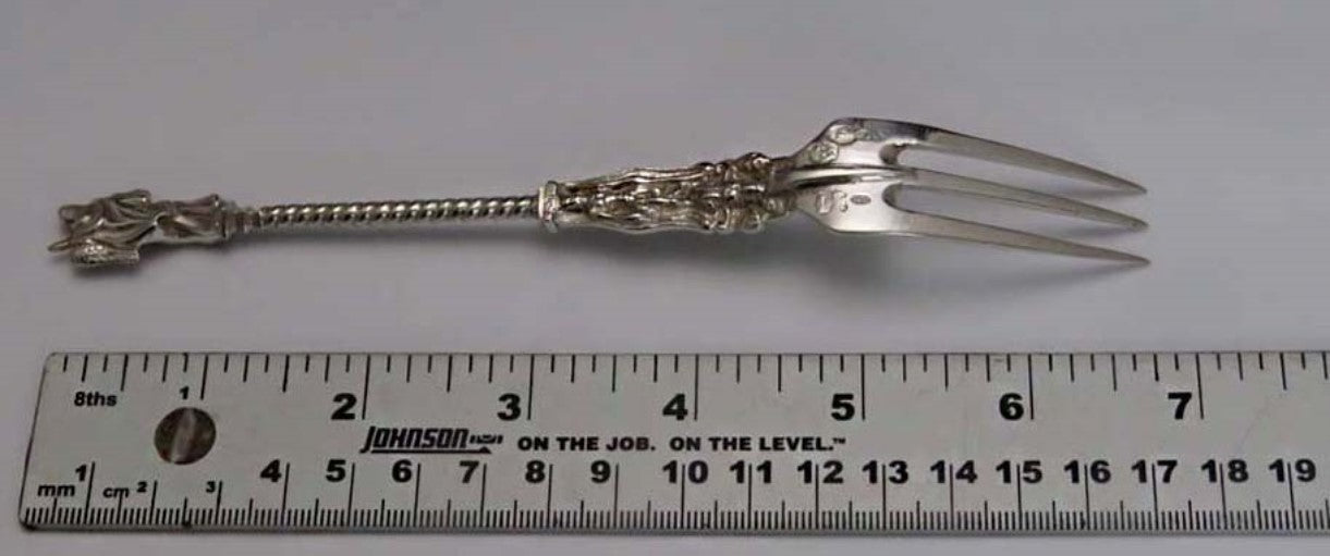1887 Antique Dutch 833 Silver Apostle Serving Fork