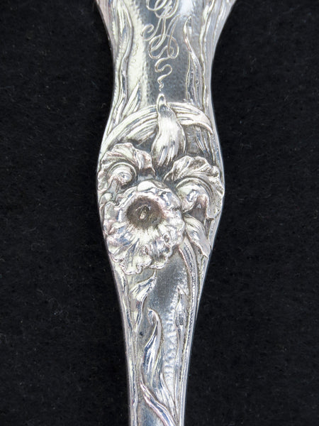 Reed Barton Les Cinq Fleurs Sterling Silver Salad Serving Spoon Art Nouveau 9"