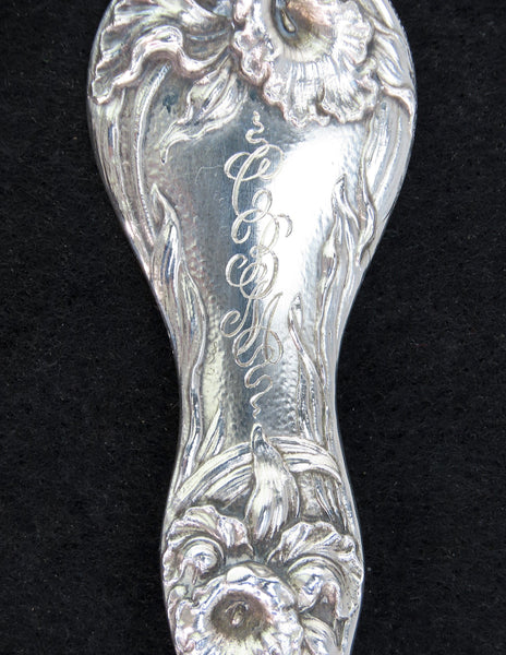 Reed Barton Les Cinq Fleurs Sterling Silver Salad Serving Spoon Art Nouveau 9"