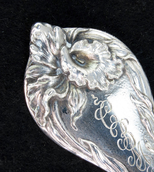 Reed Barton Les Cinq Fleurs Sterling Silver Salad Serving Spoon Art Nouveau 9"