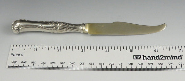 6 Antique Art Nouveau German Silver w/ Silver Blades Fish/Dessert Knives