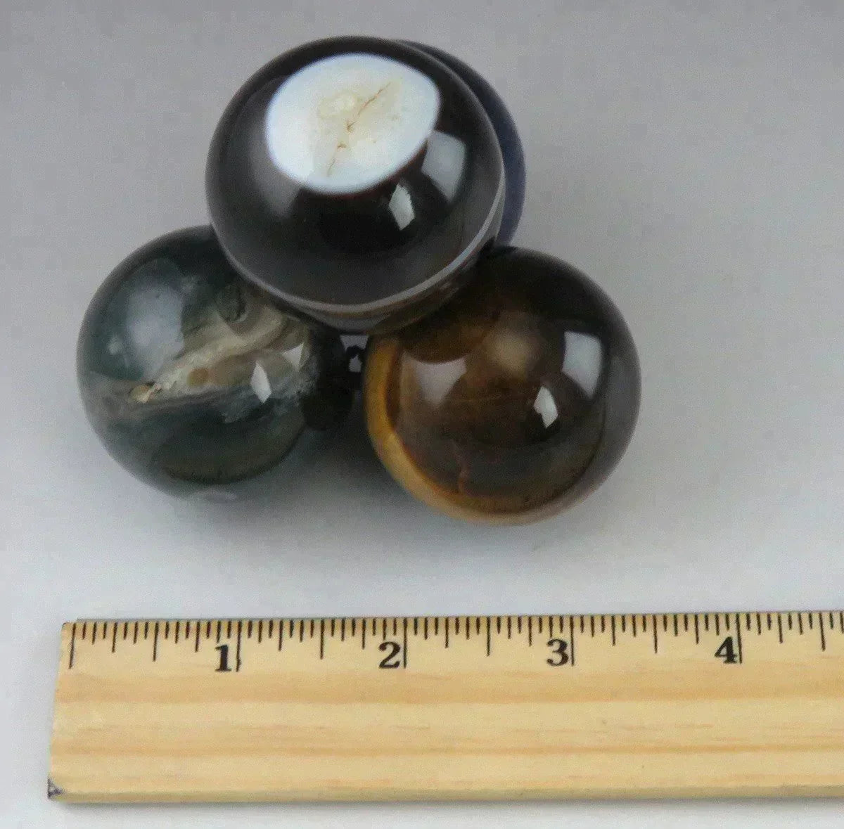 Semiprecious Sphere Pyramid Paperweight Agate Lapis Tiger Eye Natural Stones