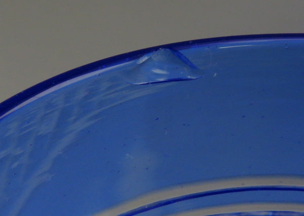 12 Antique Cobalt Blue Cut to Clear Diamond Pattern Tumblers/Glasses