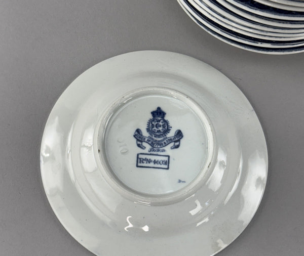 11 Royal Worcester Fruit Bowls Blue and White 1890 to 1902 Antique