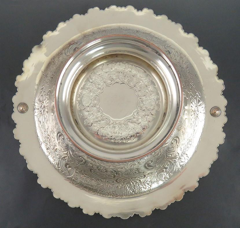 Antique Georgian c1820 Large Floral Sheffield Fused Silver Fruit Basket