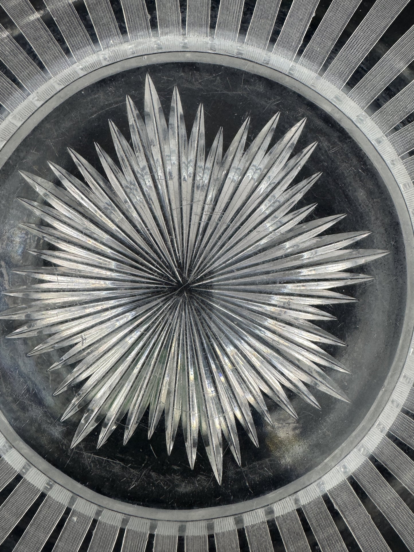 Fab American Brilliant Period Cut Glass 15" Wide Rim Vertical Stripe Bowl