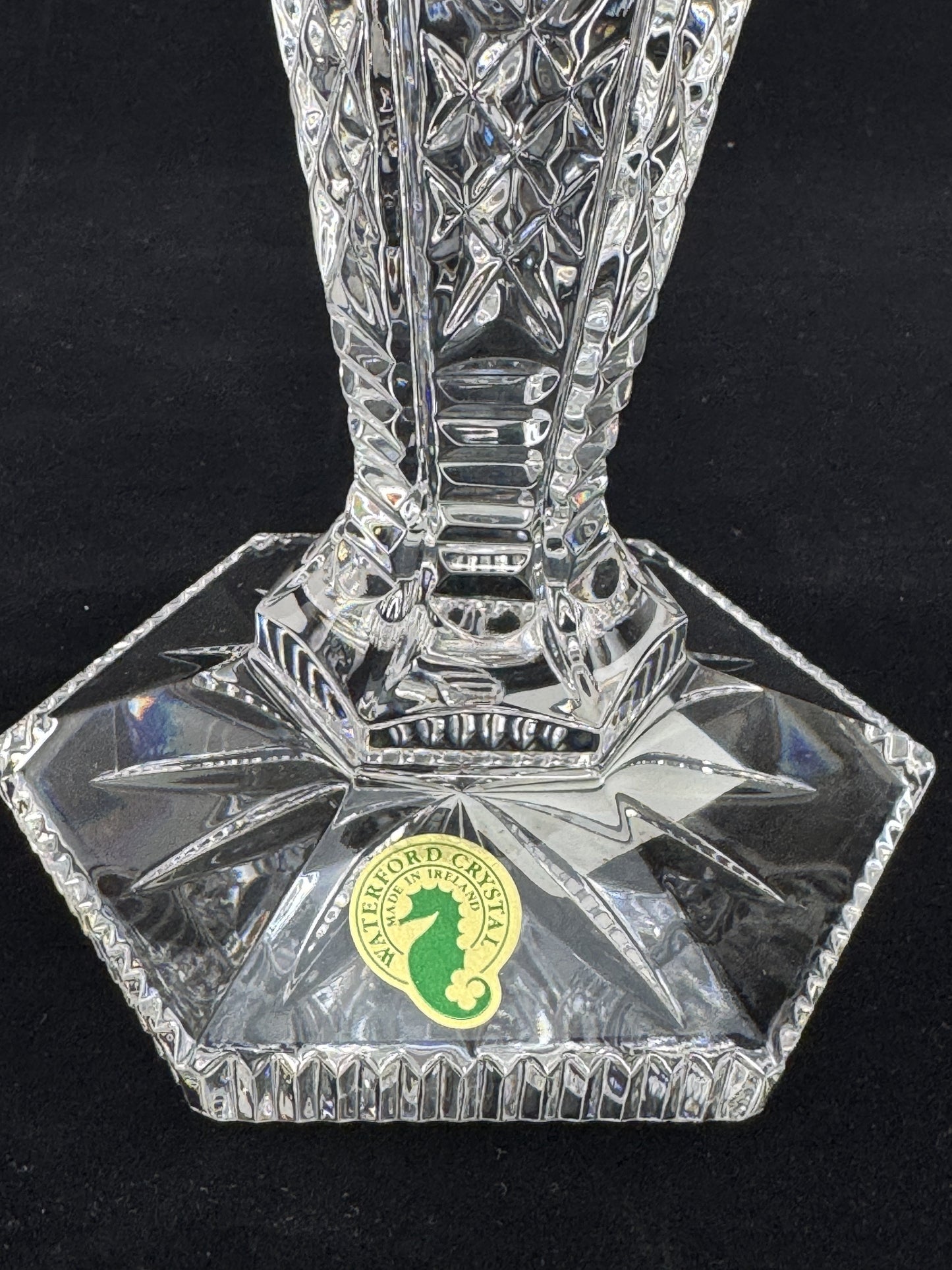 Pristine Pair Waterford Irish Crystal Glass 8.5" Hardwick Candlesticks