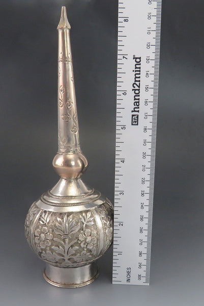 Antique Indian or Thai Silverplate Rose Water Bottle